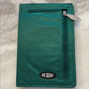 Big Skinny Teal Wallet with Zipper